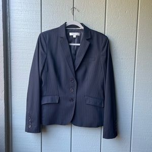 Anne Klein Platinum Black Wool Blend Pinstriped Blazer Size 10